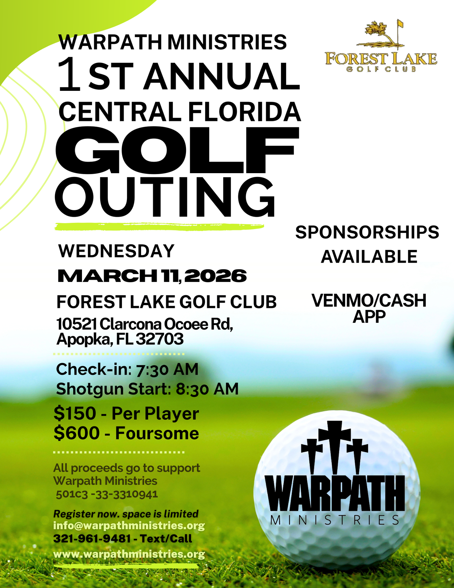 1st Annual Warpath Ministries Central Florida Golf Outing
